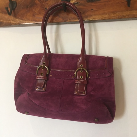 Coach Burgundy Suede Satchel - Picture 6 of 14